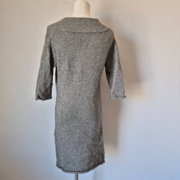 3.1 Phillip Lim Cashmere Blend Deep V-Neck Mini Sweater Dress Short Sleeve Grey - Picture 4 of 12
